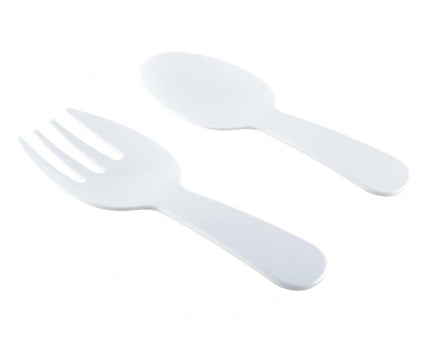 Witte salade bestek in melamine 27x9.5x1cm