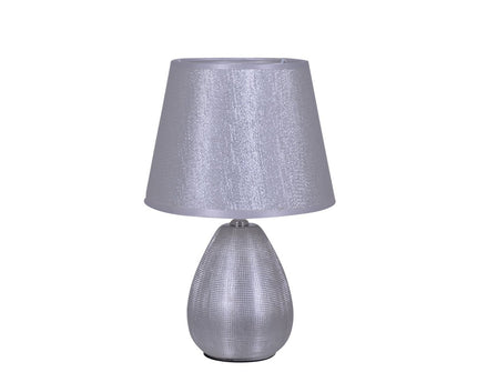 Keramische tafellamp H: 31 cm "Simply Ceramics", tafellamp gemaakt van keramiek, zilver, met E14 -aansluiting, voor eetkamer, woonkamer, gang of kantoor, 31 cm hoog