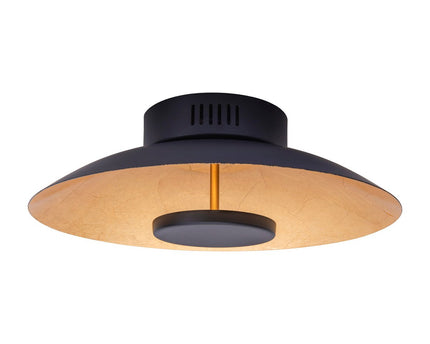 LED -plafondlamp "Firenze" metalen plafondlamp in het zwart en goud, stevig geïnstalleerd, verlichting voor woonkamer, kantoor of de toegangsstang 40 cm diameter