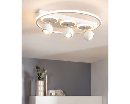 3 Spot LED -plafondlamp "Ronda" Ø 50 cm, gemaakt van metaal en plastic, wit, GU10, vlekken binnen