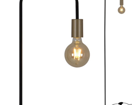 Staande lamp "Modo" gemaakt van metaal in zwarte, versies in goud, E27 -aansluiting, tafellamp voor woonkamer, eetkamer, keuken, gang, gang of kantoor, 150 High