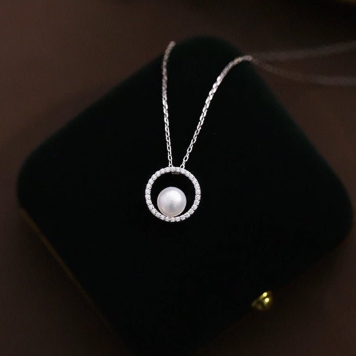 Sprankelende cirkel parel sieraden set-ketting en oorbellen