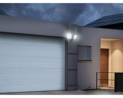 LED externe wandlamp "Jaro" met 360 ° bewegingsdetector, gemaakt van plastic in antraciet, met geïntegreerde LED