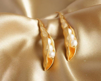 Vintage stijl Pea Pod Design gouden oorbellen
