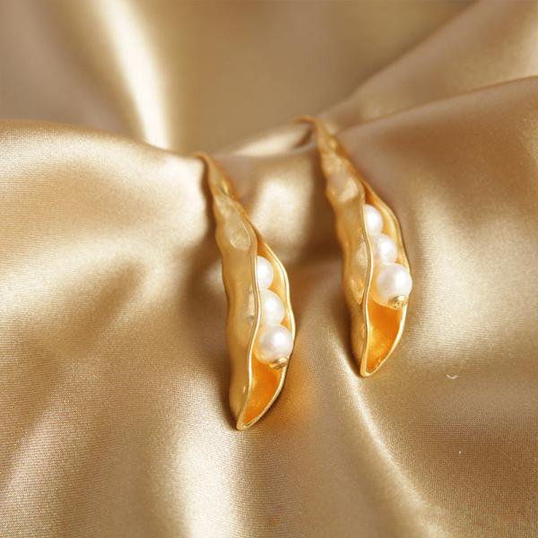 Vintage stijl Pea Pod Design gouden oorbellen