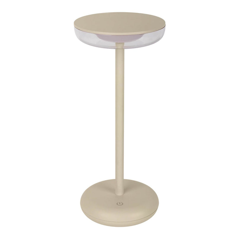 Noteloze tabletlicht "Pasi" voor buiten en binnen, gemaakt van metaal en plastic in beige, dimable, met aanraking en geheugenfunctie, ca. 26 cm hoog
