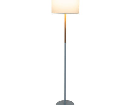 Textiel staande lamp "Tessile", vloerlamp gemaakt van metaal, rubberen boom en stof in wit en natuur, E27 -aansluiting, staande lamp 126 cm hoog