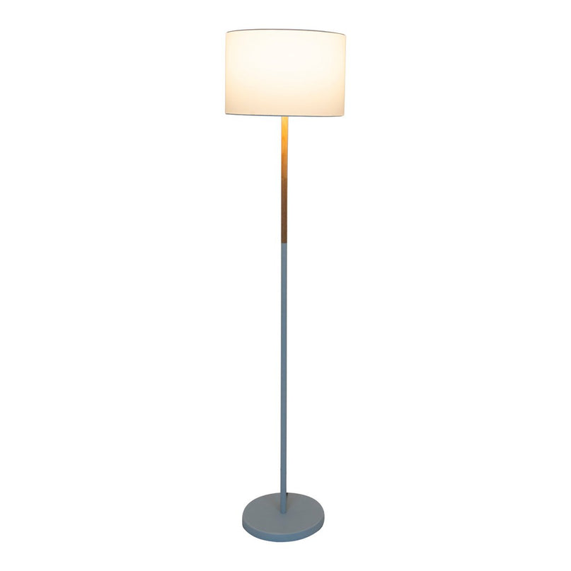 Textiel staande lamp "Tessile", vloerlamp gemaakt van metaal, rubberen boom en stof in wit en natuur, E27 -aansluiting, staande lamp 126 cm hoog