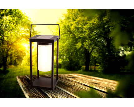 LED -camping/plintlamp H: 28 cm, voor buiten, plintlamp - metaal en plastic in het zwart, met geïntegreerde LED