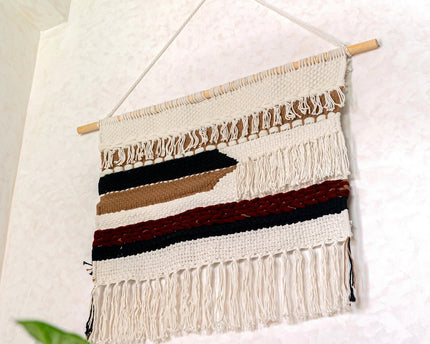 Grote macrame muurhangen - geweven boho wanddecor - moderne katoenen muur hangend natuurlijk materiaal - handgeweven wanddecor 120x95 cm udara