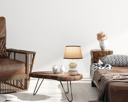 Keramische tafellamp "Stoney", keramische tafellamp in bruin, met E14 -aansluiting, tafellamp voor eetkamer, woonkamer, gang of kantoor, of als een bedlamp, 31 cm hoog