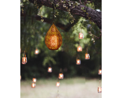 LED Decol Light 27,8 cm hoog in antiek goud, voor buiten, gemaakt van metaal en plastic, met geïntegreerde LED