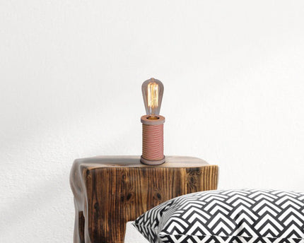 Tafellamp Max. 12 cm hoog, decoratieve tafellamp gemaakt van metaal en plastic en textielmateriaal in oranje-wit, E27-versie, tafellamp voor eetkamer, keuken, kinderkamer, gang