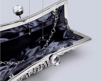 Luxe clutch met diamantlook, goud en zilver
