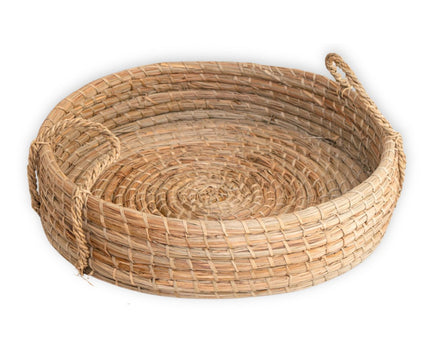 Rond dienblad geweven van zeegras PINTU decoratief dienblad (2 maten)