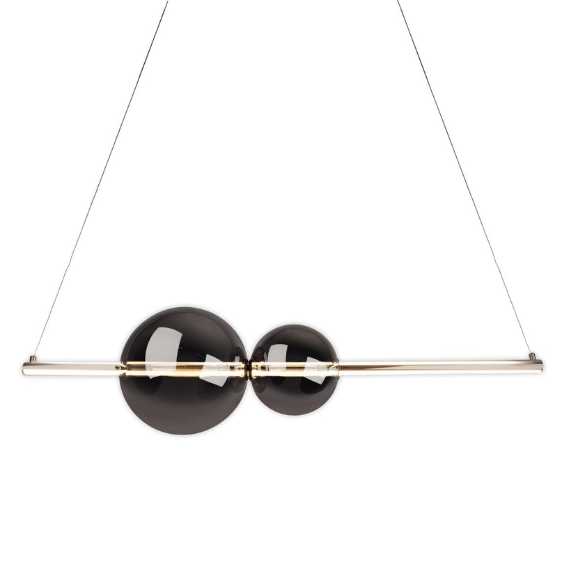 LED hanglamp Chrome "NOVA" gemaakt van chroom -gekleurd metaal, plastic en rookglas, met stevig ingebouwde LED's, ca.