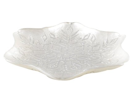 Wit en glitter grijze Flocon gesneden 21,5 cm