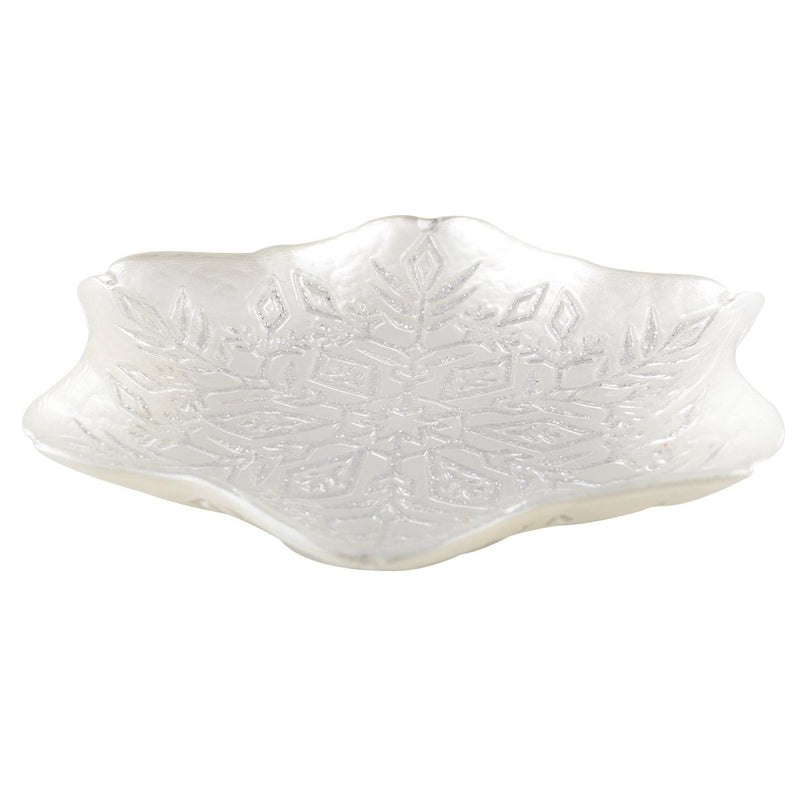 Wit en glitter grijze Flocon gesneden 21,5 cm