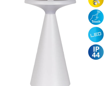 Zonne -batterijtafellamp "Palu" voor buiten en binnen, gemaakt van plastic in wit, 20 cm hoog