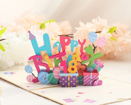 3D -kaart - Happy Birthday Letters Card