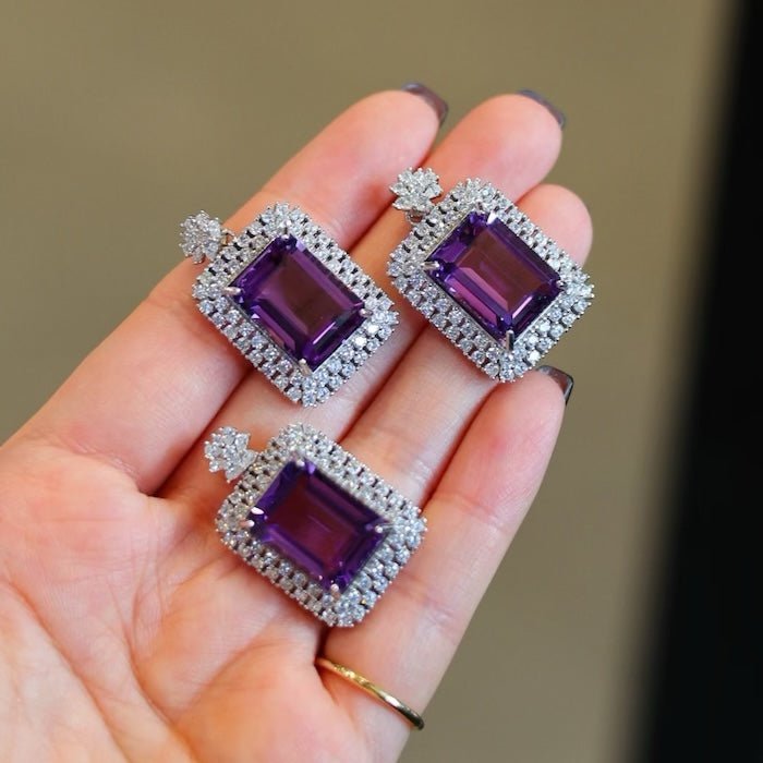 Alleen koninklijke stijl Amethist vierkante ingelijste hanger