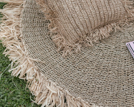 100/120cm Rond Zeegras Tapijt | Vloerkleed met Kwastjes DASA (2 maten)
