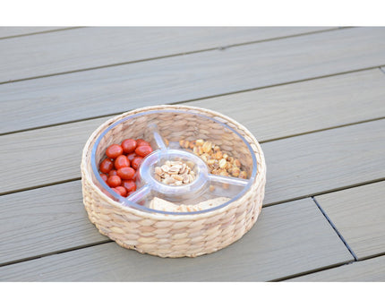 Aperitif set 3 rotan compartimenten 28x28x8cm