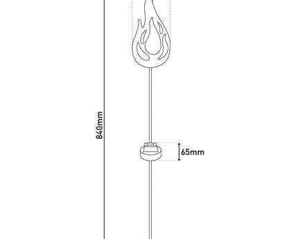 Led Solar Earth Skeer "Flame" aan de buitenkant van de grond Skeer gemaakt van bronzen gekleurd metaal en plastic, met geïntegreerde LED