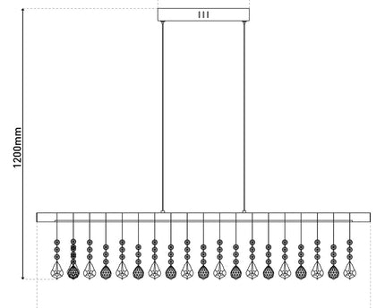 Led hanglamp "nobilis" lengte ongeveer 100 cm, gemaakt van metaal en plastic in satijnnikkel, met stevig ingebouwde LED's, verlichting voor woonkamer, eetkamer of kantoor