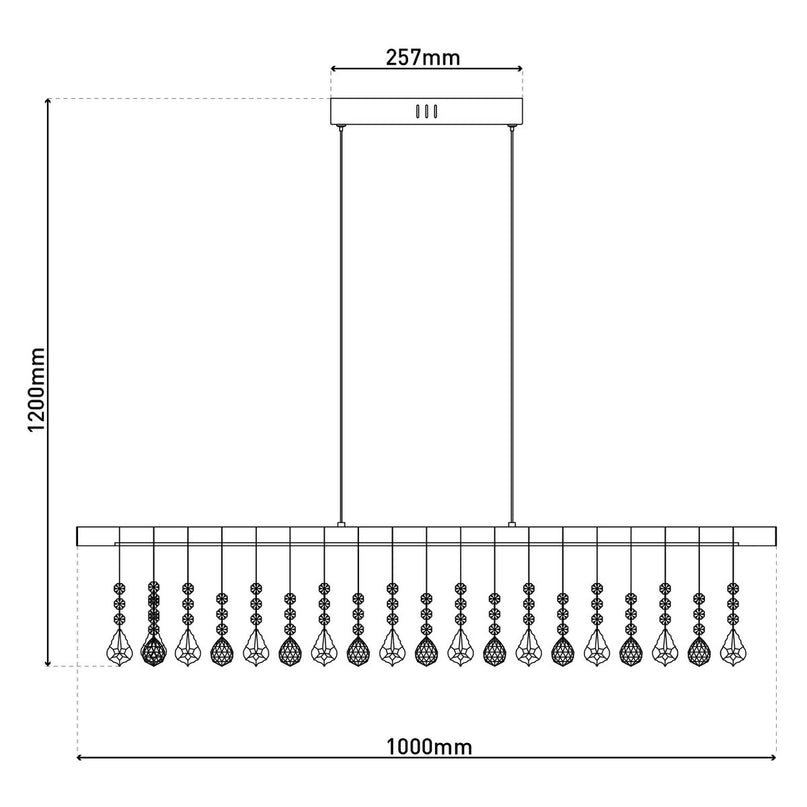 Led hanglamp "nobilis" lengte ongeveer 100 cm, gemaakt van metaal en plastic in satijnnikkel, met stevig ingebouwde LED's, verlichting voor woonkamer, eetkamer of kantoor