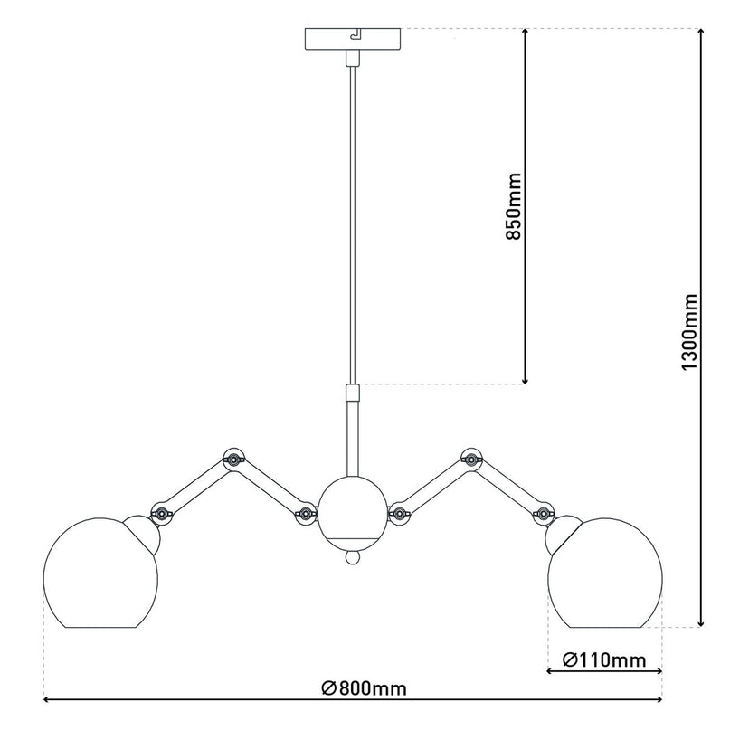 5 glazen hanglamp "soito" hanglamp gemaakt van metaal, glas en rubberen hout, met E14 -aansluiting, voor eetkamer, woonkamer, gang of kantoor, een diameter van 80 cm