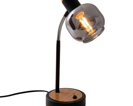 Tafellamp "fumoso", tafellamp gemaakt van metaal en glas in zwart, met E14 -aansluiting, voor eetkamer, woonkamer, gang of kantoor, tafellamp 34 cm hoog