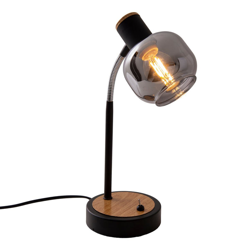 Tafellamp "fumoso", tafellamp gemaakt van metaal en glas in zwart, met E14 -aansluiting, voor eetkamer, woonkamer, gang of kantoor, tafellamp 34 cm hoog