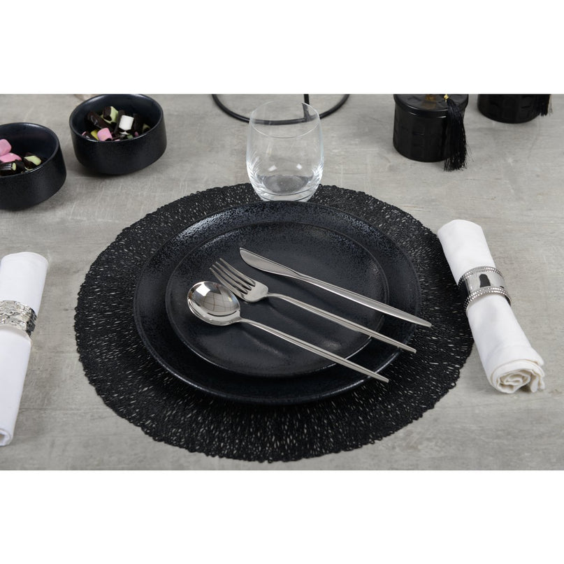 Zwart platte plaat met glans 27 cm