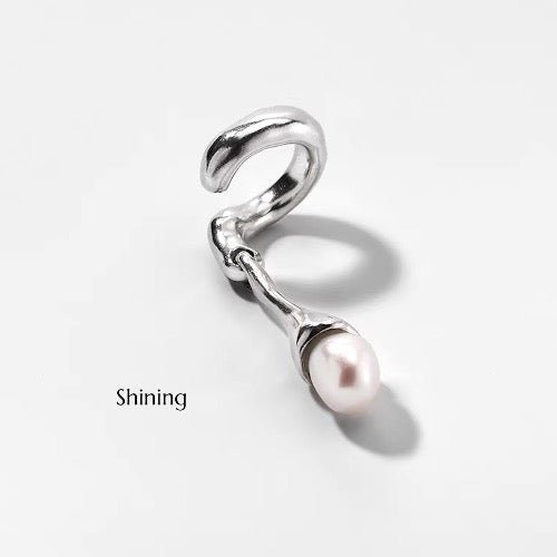 Oormanchetten met geometrische lijn en parel - Uit één stuk