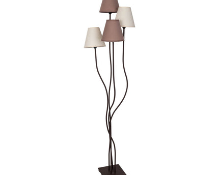 Textiel staande lamp 4-flame "boho", vloerlamp in beige/bruin, met E14-aansluiting, voor eetkamer, woonkamer, gang of kantoor, 138 cm hoog