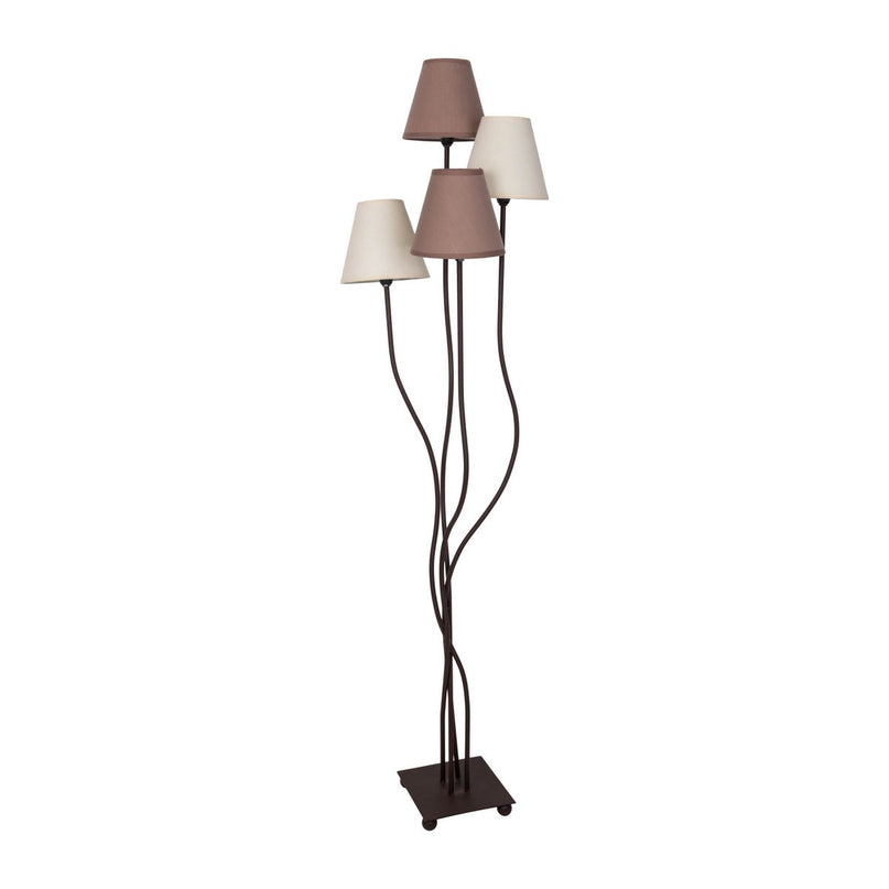 Textiel staande lamp 4-flame "boho", vloerlamp in beige/bruin, met E14-aansluiting, voor eetkamer, woonkamer, gang of kantoor, 138 cm hoog
