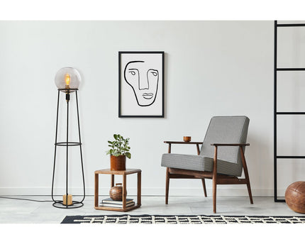 Stapellamp "stelo", moderne vloerlamp gemaakt van zwart metaal en rookglas, E27 -aansluiting, 128,5 cm hoog, voor eetkamer, woonkamer, gang of kantoor,