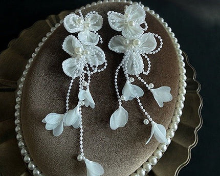 Lace Flower Crystal Bruidsoorbellen-Geen piercing