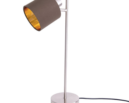 Tafellamp "Maron" gemaakt van metaal-satine-meter met stof paraplu's in bruin, met E14-aansluiting, lamp voor woonkamer, eetkamer, gang en kantoor, tafellamp 51 cm hoog