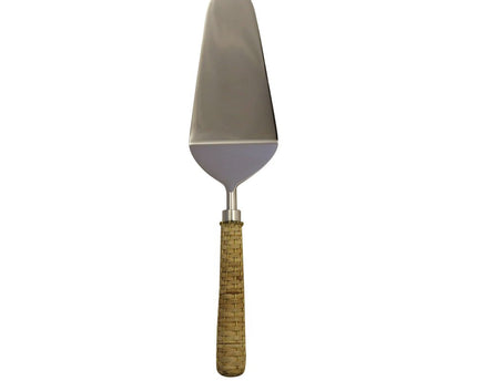Beige taartschopje met rieten handvat