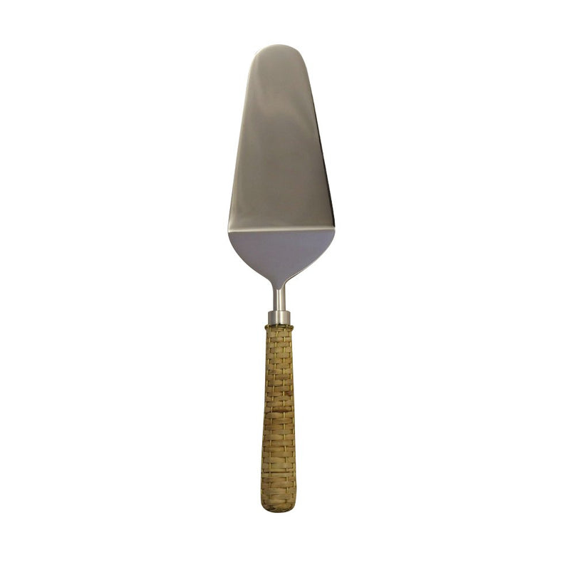 Beige taartschopje met rieten handvat