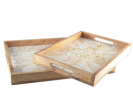 Rechthoekige abstracte trays - set van 2