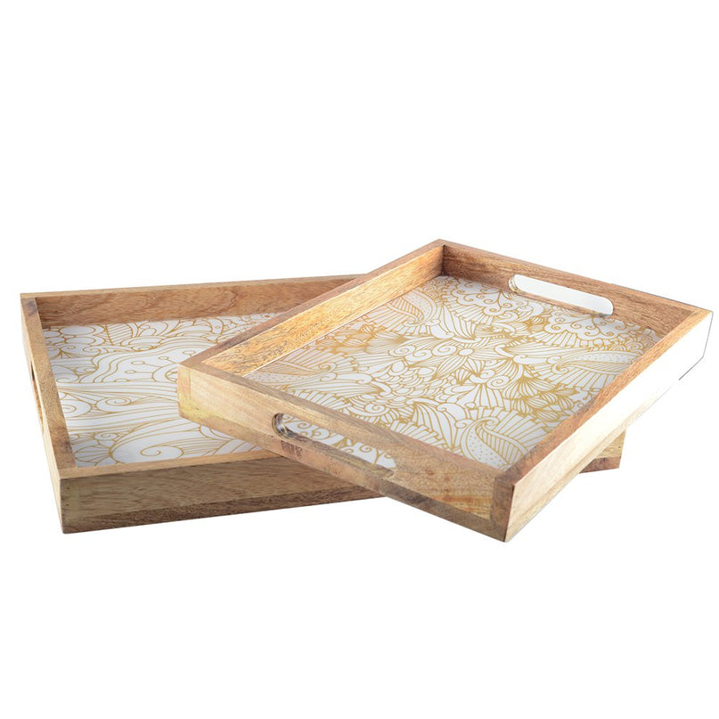 Rechthoekige abstracte trays - set van 2