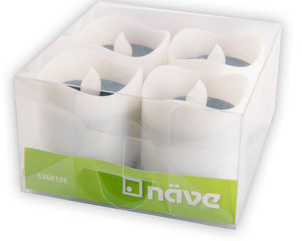 4 Set LED -zonnekaarsen voor buiten, gemaakt van plastic in het wit, met geïntegreerde LED's