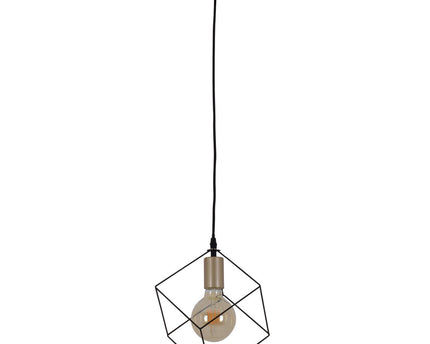 Hanger lamp "canto", hanglamp in metalen zwart en goud, e27 socket, voor eetkamer, woonkamer, gang of kantoor, 26 x 26 cm