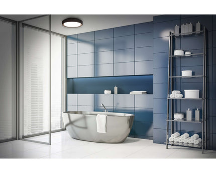 LED Outer Wall Lamp "Mio" Ø 27 cm gemaakt van antraciet -gekleurd metaal en plastic, IP54 voor ingang, balkon, terras