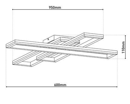 LED CCT-plafondlamp + RGB-backlight "Bantry" met veel functies, 95 cm lang, inclusief afstandsbediening