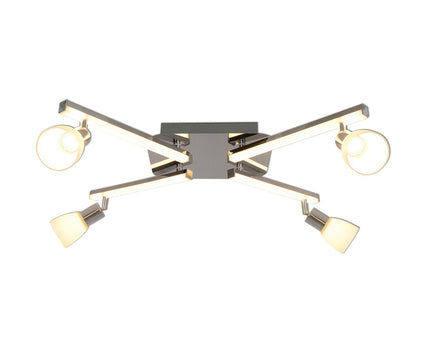 LED -plafondlicht "Ibiza" 68 cm lang, gemaakt van chroom -gekleurd metaal, glas en plastic