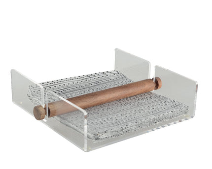 Acryl- en houten handdoekhouder